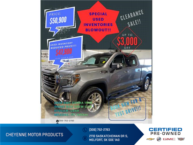 2020 GMC Sierra 1500 SLT (Stk: U949) in Melfort - Image 1 of 13