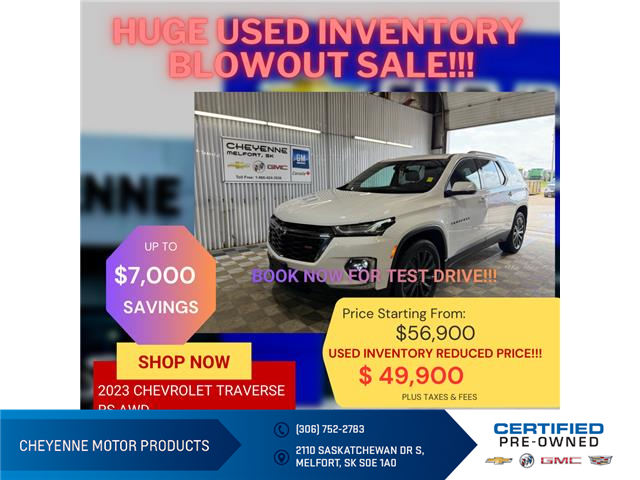 2023 Chevrolet Traverse RS (Stk: U968) in Melfort - Image 1 of 10