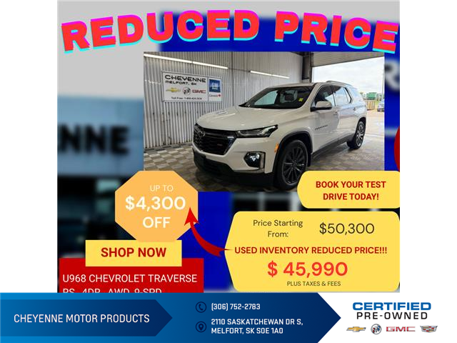 2023 Chevrolet Traverse RS (Stk: U968) in Melfort - Image 1 of 10
