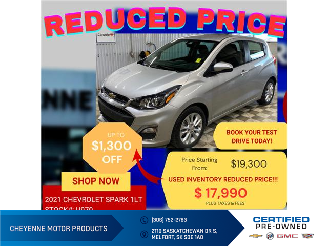 2021 Chevrolet Spark 1LT CVT (Stk: U970) in Melfort - Image 1 of 14