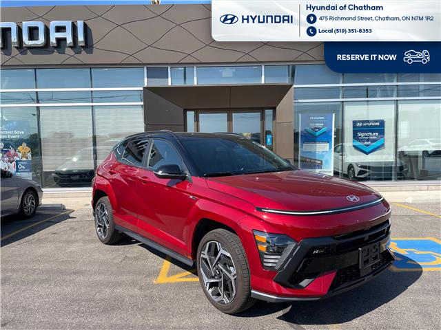 2025 Hyundai Kona 1.6T N Line w/Two-Tone Roof (Stk: 5B047A) in Chatham - Image 1 of 27 2025 Hyundai Kona 1.6T N Line w/Two-Tone Roof (Stk: 5B047A) in Chatham - Image 1 of 27