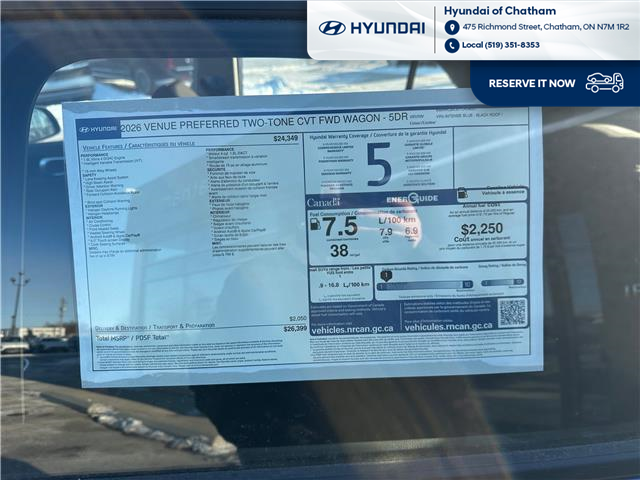 2026 Hyundai Venue Preferred w/Two-Tone (Stk: T110) in Chatham - Image 9 of 17