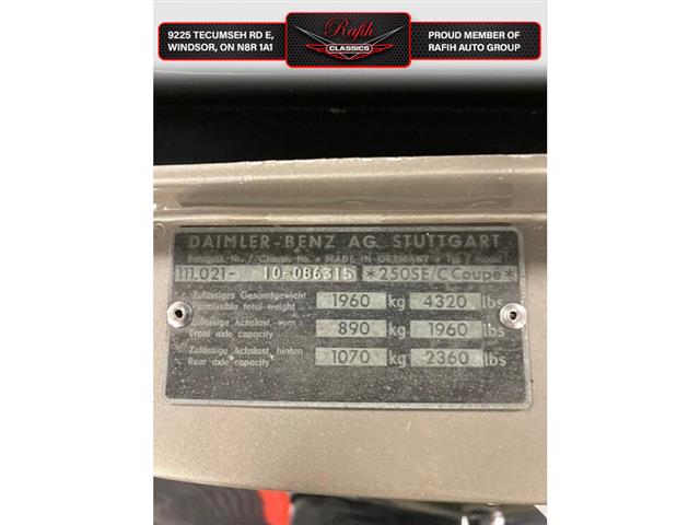 1967 Mercedes-Benz 250SE  (Stk: PM 7255) in Windsor - Image 13 of 15