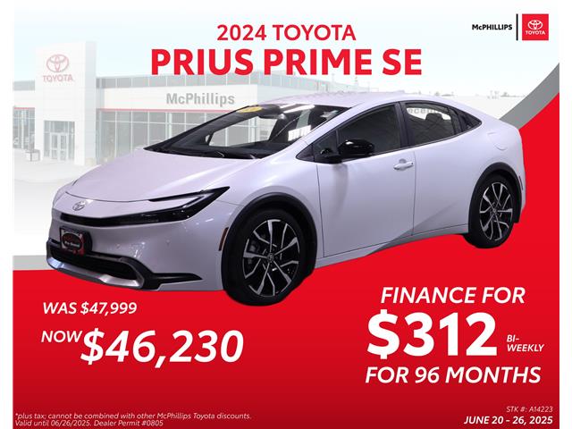 2024 Toyota Prius Prime SE (Stk: A14223) in Winnipeg - Image 1 of 18