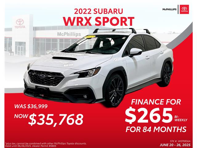 2022 Subaru WRX Sport (Stk: W070856A) in Winnipeg - Image 1 of 17