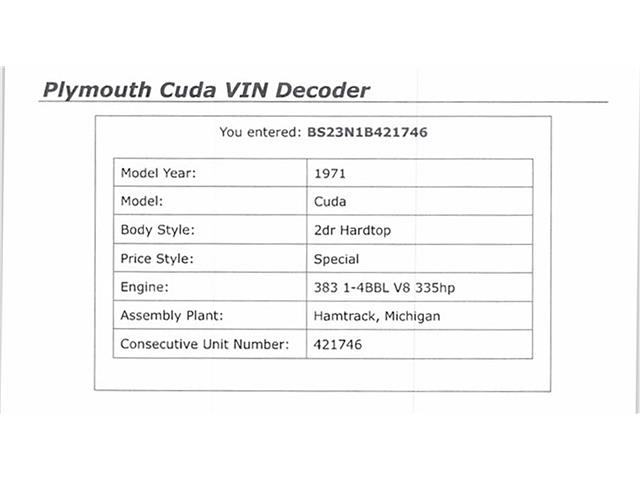 1971 Plymouth Cuda  (Stk: 421746) in Watford - Image 35 of 50