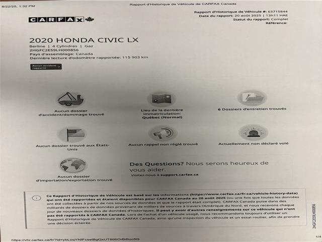 2020 Honda Civic LX (Stk: 2708) in Hawkesbury - Image 16 of 16