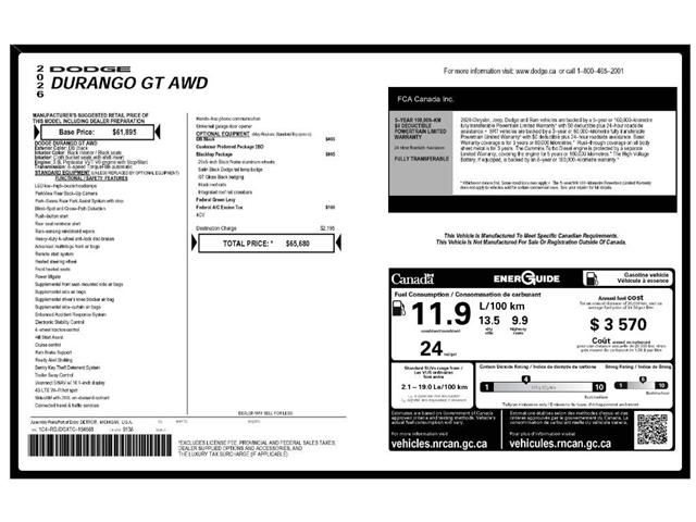 2026 Dodge Durango GT (Stk: 260028) in Windsor - Image 25 of 25