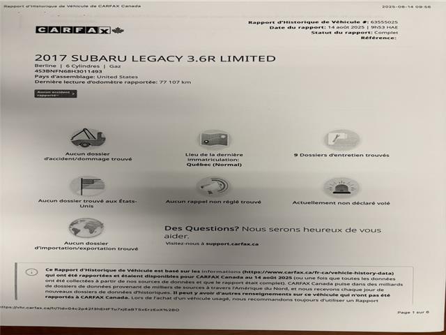 2017 Subaru Legacy 3.6R Limited (Stk: 2713) in Hawkesbury - Image 20 of 20