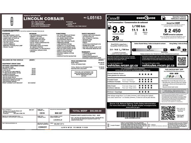 2021 Lincoln Corsair Reserve (Stk: VF00541R) in Chatham - Image 2 of 32