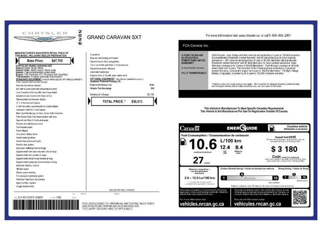 2026 Chrysler Grand Caravan SXT (Stk: 260100) in Windsor - Image 24 of 24 2026 Chrysler Grand Caravan SXT (Stk: 260100) in Windsor - Image 24 of 24