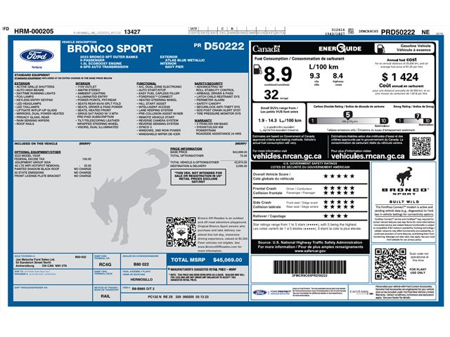 2023 Ford Bronco Sport Outer Banks (Stk: PRR949) in Amherstburg - Image 2 of 24