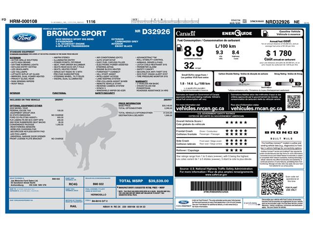 2022 Ford Bronco Sport Big Bend (Stk: PRR947) in Amherstburg - Image 2 of 23