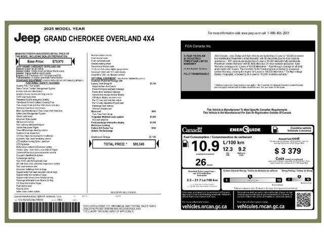2025 Jeep Grand Cherokee Overland (Stk: 250452) in Windsor - Image 25 of 25