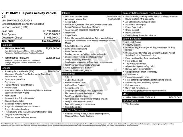 2012 BMW X3 xDrive28i (Stk: D5B121Z) in Oakville - Image 3 of 27
