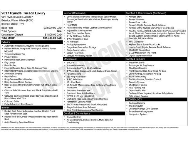 2017 Hyundai Tucson Limited (Stk: T5366AA) in Orleans - Image 11 of 17
