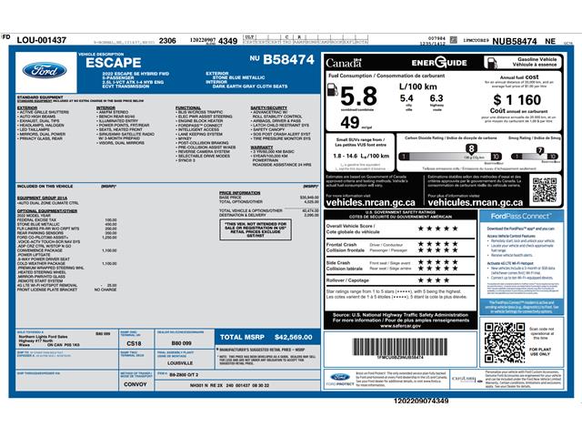 2022 Ford Escape SE Hybrid (Stk: 5S092A) in Oakville - Image 4 of 27