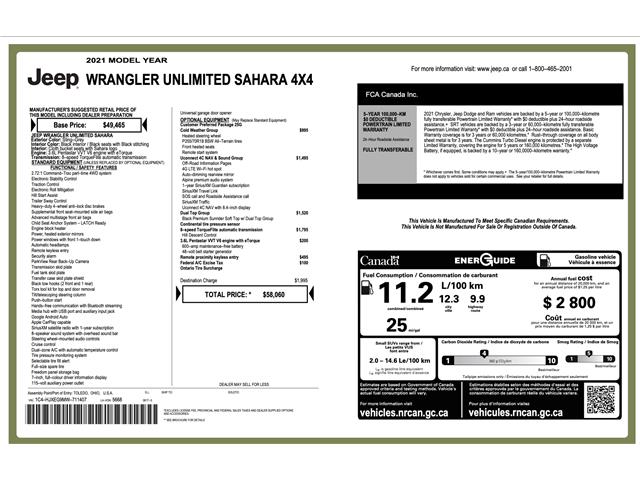 2021 Jeep Wrangler Unlimited Sahara (Stk: D5M055A) in Oakville - Image 4 of 28