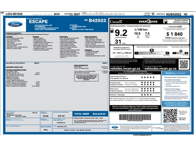 2022 Ford Escape SEL (Stk: 2T1234A) in Oakville - Image 2 of 10