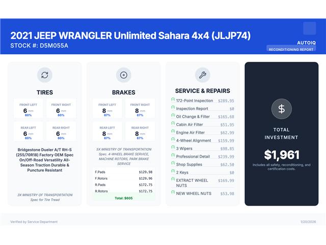 2021 Jeep Wrangler Unlimited Sahara (Stk: D5M055A) in Oakville - Image 2 of 28