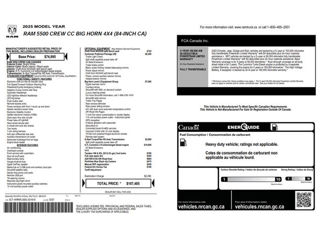 2025 RAM 5500 Chassis Tradesman/Big Horn (Stk: H20668) in Calgary - Image 2 of 17