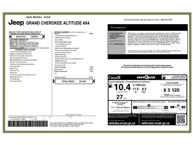 2026 Jeep Grand Cherokee Base (Stk: 260188) in Windsor - Image 25 of 25