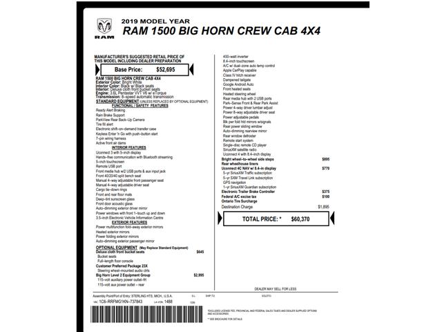 2019 RAM 1500 Big Horn (Stk: 14736) in Sudbury - Image 6 of 7
