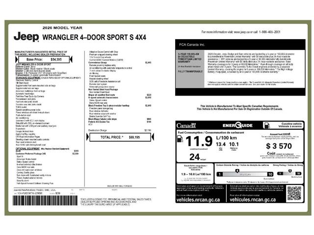 2026 Jeep Wrangler Sport (Stk: 260204) in Windsor - Image 23 of 23