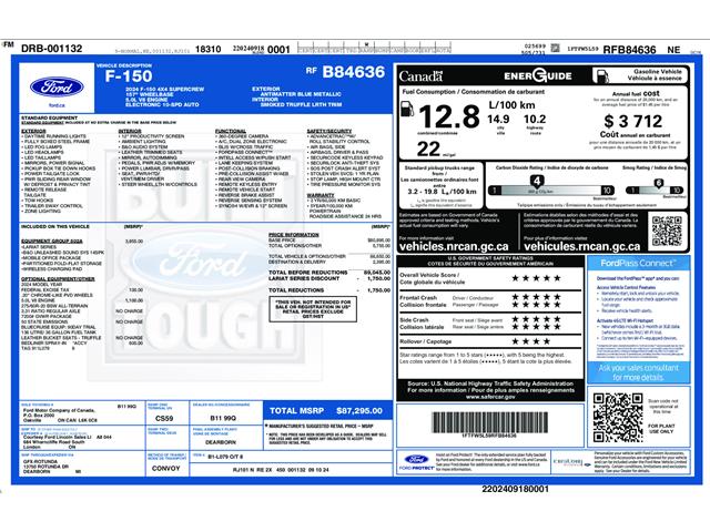 2024 Ford F-150 Lariat (Stk: C022A) in Oakville - Image 4 of 33