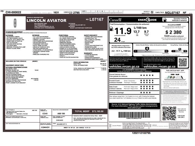 2022 Lincoln Aviator Reserve (Stk: 6A027A) in Oakville - Image 4 of 28