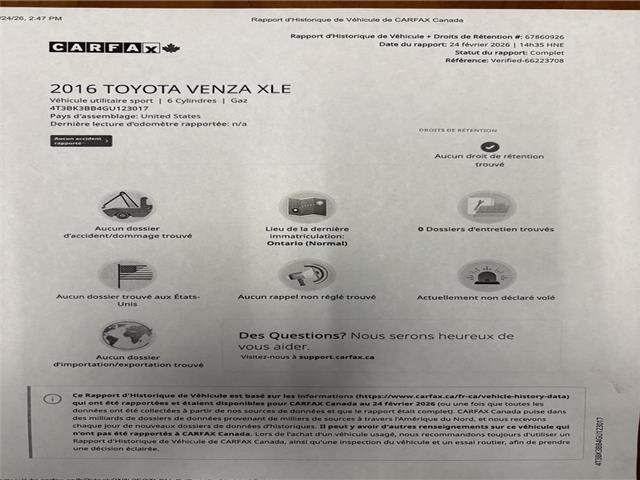 2016 Toyota Venza Base V6 (Stk: 2758) in Hawkesbury - Image 22 of 22 2016 Toyota Venza Base V6 (Stk: 2758) in Hawkesbury - Image 22 of 22