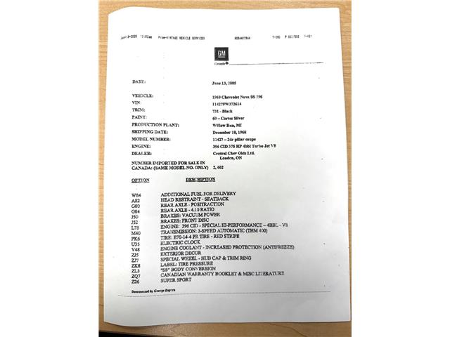 1969 Chevrolet Nova SS 396  (Stk: 372614) in Watford - Image 31 of 44