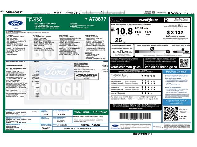 2024 Ford F-150 King Ranch (Stk: P7373X) in Oakville - Image 4 of 12