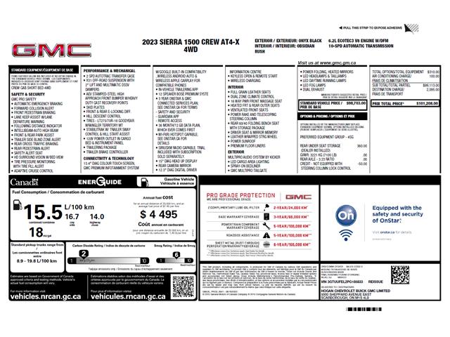 2023 GMC Sierra 1500 AT4X (Stk: T496AX) in Grimsby - Image 2 of 3