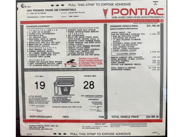 2002 Pontiac Firebird Trans Am (Stk: 122872) in Watford - Image 35 of 39