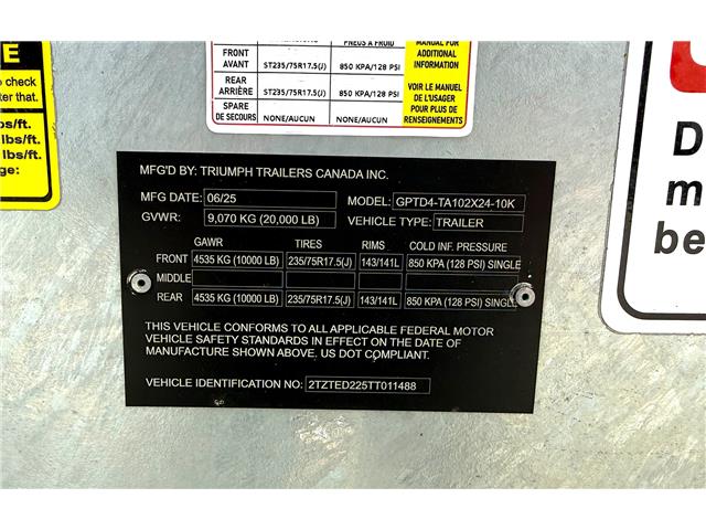 2026 Triumph GPTD4-TA102X24-10K TRIUMPH Tilt Trailer (Stk: 011488) in Watford - Image 12 of 14 2026 Triumph GPTD4-TA102X24-10K TRIUMPH Tilt Trailer (Stk: 011488) in Watford - Image 12 of 14