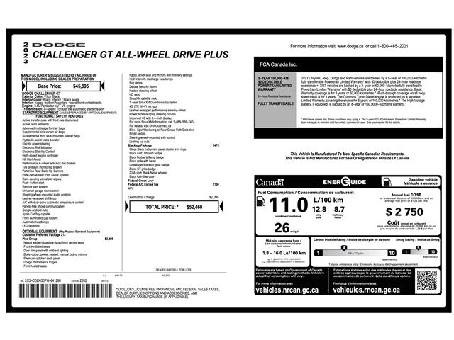 2023 Dodge Challenger GT (Stk: T1010) in Oakville - Image 4 of 9
